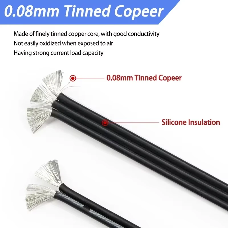 3-10m Multi-core 2/3/4/5/6/8/10Pins Silicone Parallel Wire 30 28 26 24 22 20AWG Super Soft High Temperature Tinned Copper Cables