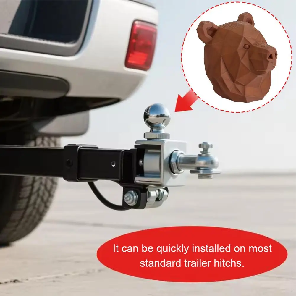 

Bear Head Trailer Hitch Ball Cover 3D Printed Creative Motorhome Tow Trailer Trailer Coupling Coupling Design Ball RV Cap C F7U8