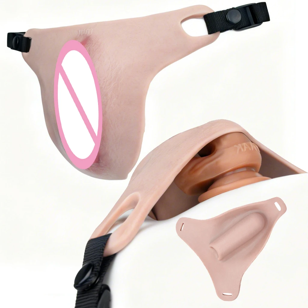 FAAK Men's Hiding Gaff Panties Thongs Silicone Strapon Fake Viginal Panties Pads for Transgender with Urination Channel 3