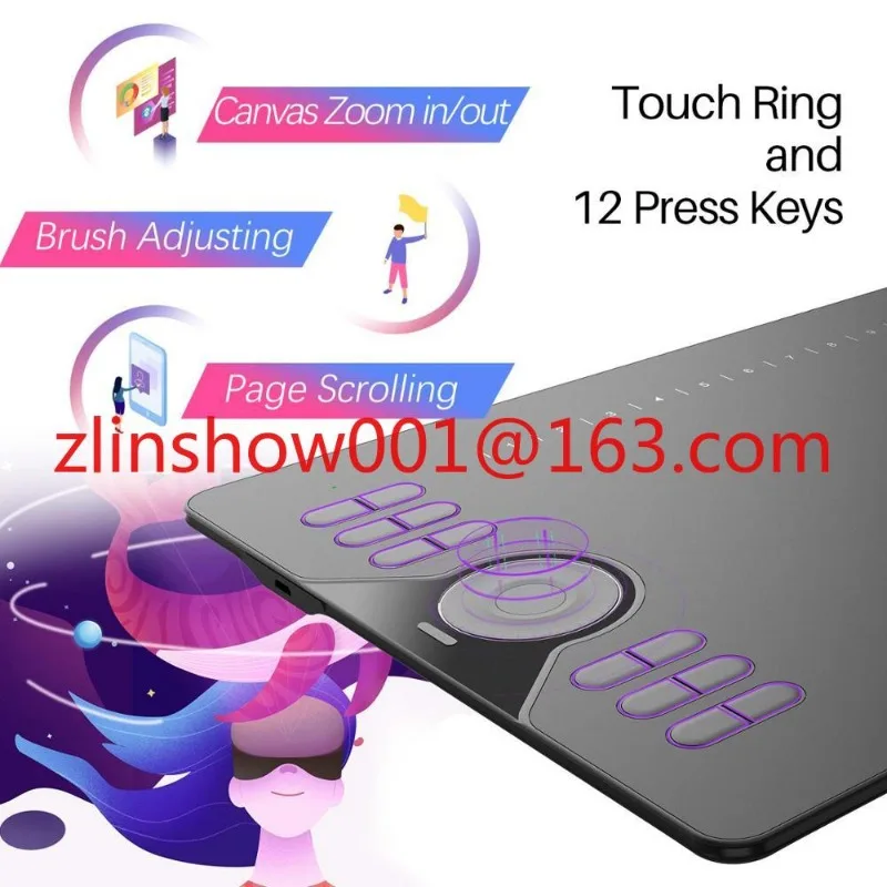 HS610 المهنية الكهرومغناطيسية الكتابة الرقمية USB الفن رسم القلم مجلس جرافيك اللوحي #3