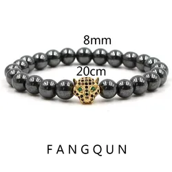 Weight Loss Nature stone Magnetic Therapy Health Bracelet Trendy Hematite Round Black Charm Stretch Bracelet For Men Women