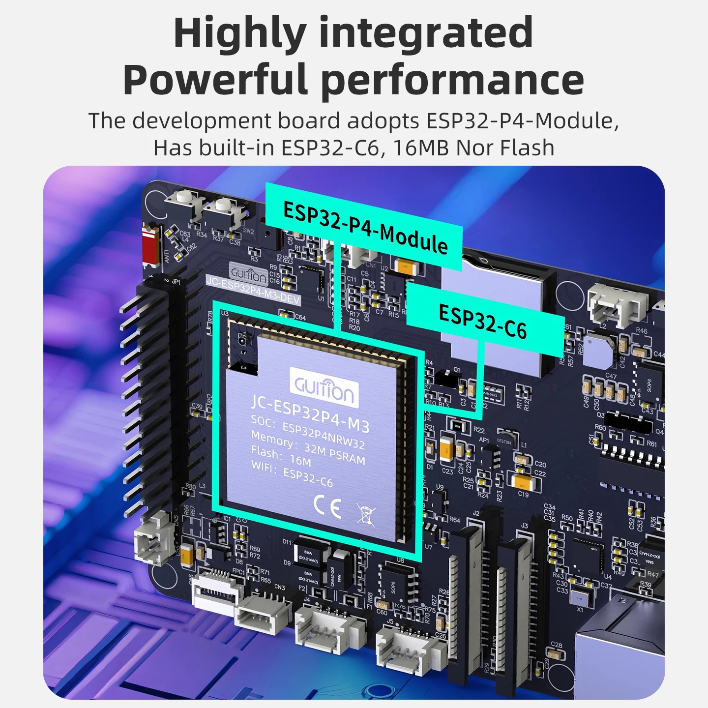 ESP32P4-module Hoogwaardig ontwikkelingsbord Ondersteuning Wi-Fi 6 Bluetooth 5/BLE Gebaseerd op ESP32-P4 en ESP32-C6