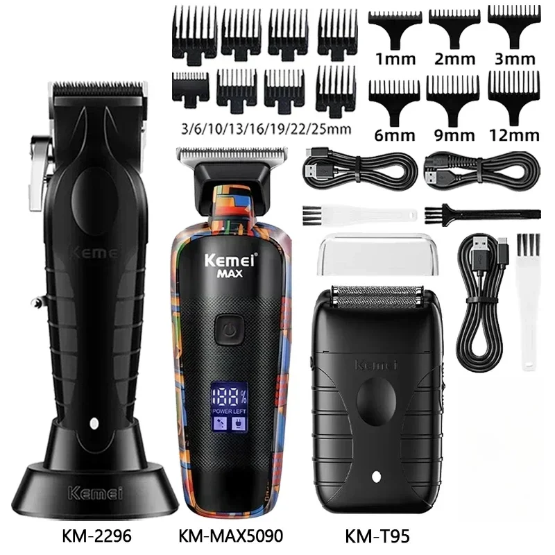 

Kemei Km-2296 Km-MAX5090 Km-T95 Триммер для волос Электрическая машинка для стрижки волос Машинка для стрижки волос Парикмахерская Беспроводная машинка для стрижки волос для мужчин Бритва