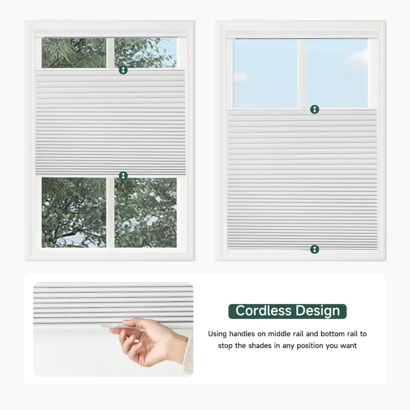 Durable Custom Window Blinds Heat Insulation Adjustable Light Manual Cordless Top Down Bottom Up Cellular Shades For Office