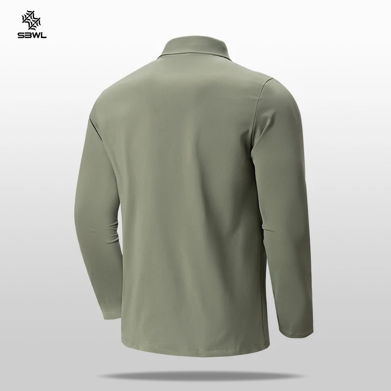 SBWL Autumn and winter outdoor high quality golf elastic long sleeve POLO shirt Fashion base office casual POLO T-shirt Tops