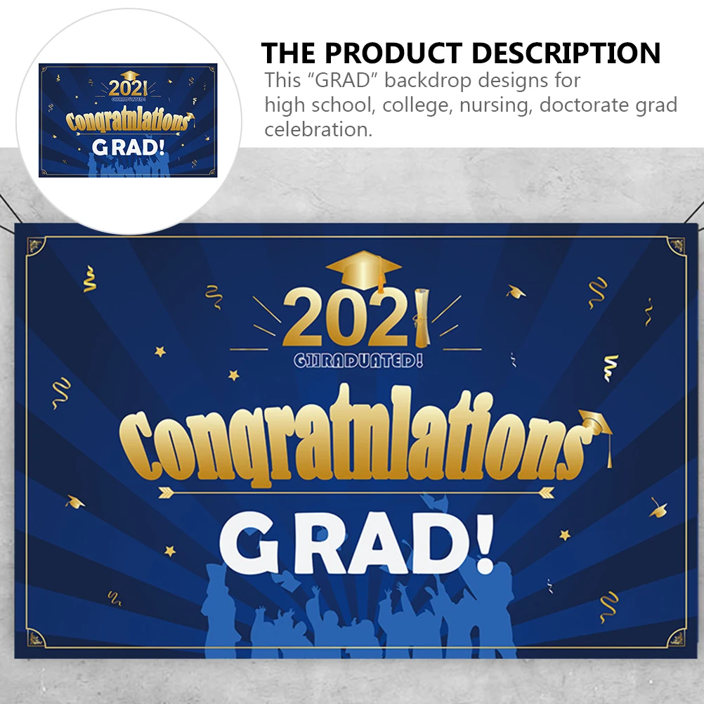 

Graduation Party Banner Backdrop Decorations Hanging Cloth Photo Booth Wall Decor Porch Sign 2021 Polyester Graduation