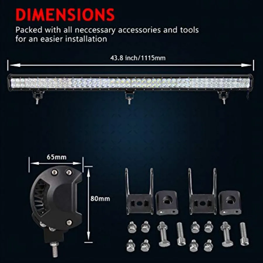 44 بوصة 288 واط مصباح ليد بار الطرق الوعرة بقعة وفيضانات كومبو شعاع 96x3 واط عالية الكثافة القيادة الخفيفة للشاحنات SUV ATV 4x4 4WD مركبة #2