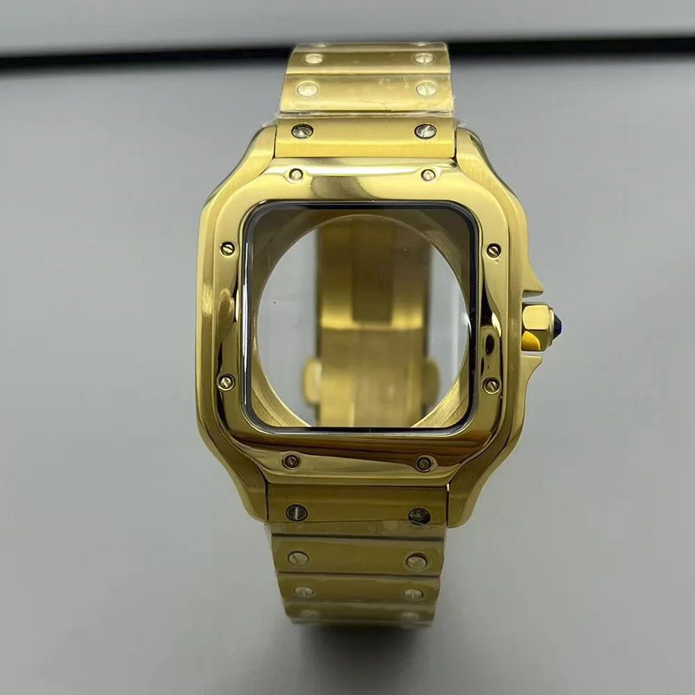38mm Rose Gold Square Case 316L Stainless Steel Improved Revised Model Dial Size 27mm Suitable for NH35 - Watch Movement Case