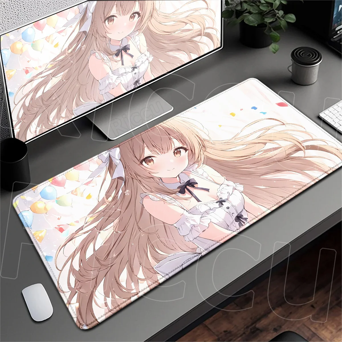 HD-Druck, Büro-Mauspad, waschbare Schreibtischunterlage, Kawaii Mahiru Shiina, Anime-Mädchen, großer Gaming-PC-Teppich, Gummi, Computerzubehör – Detail 12