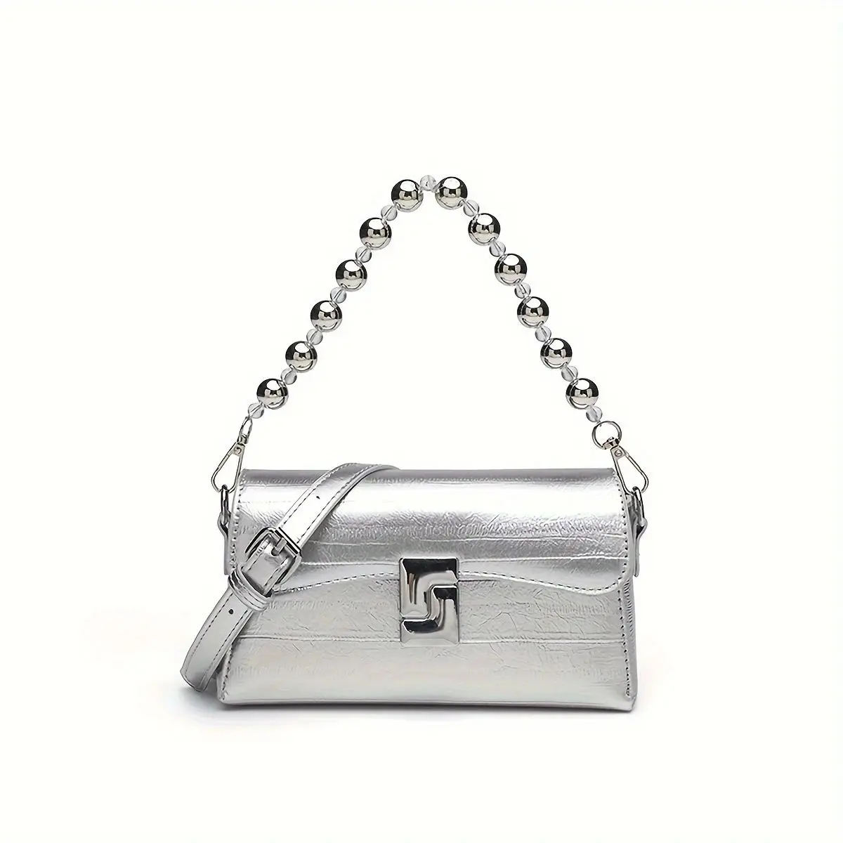 

JIAERDI Niche Silver Chain Handbag Women Lock Leather Texture Shoulder Bags Ladies Fashion Premium Y2k Aesthetics Crossbody Bag
