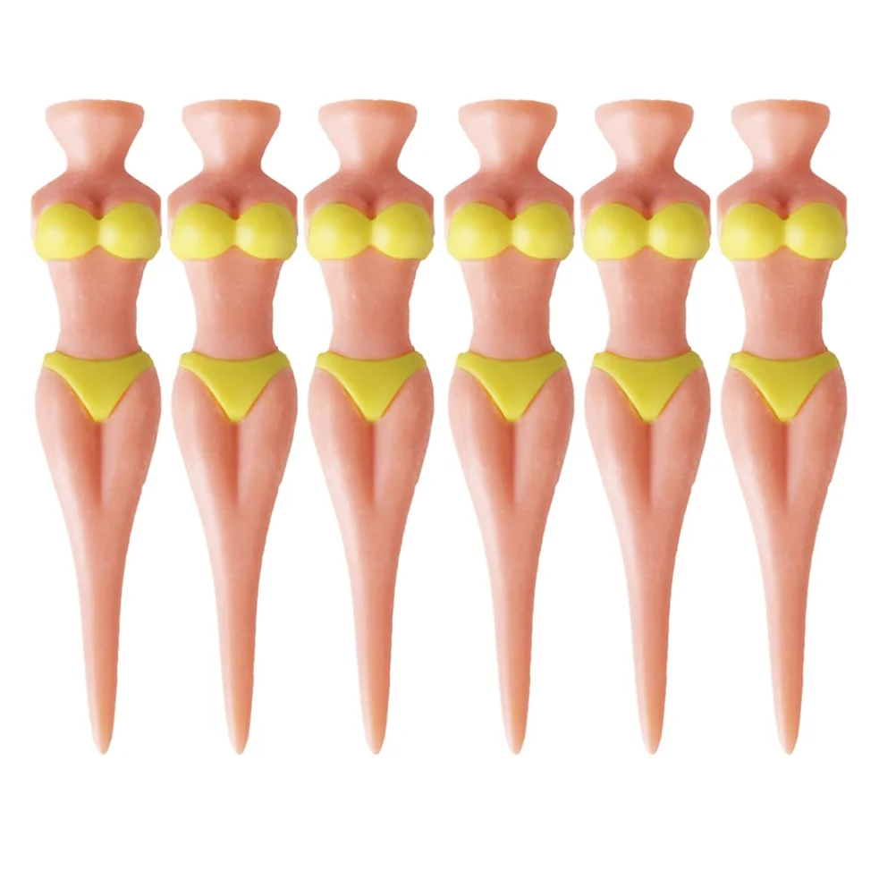 6pcs Novelty Bikini Lady Girl Tees Divot Tools (Yellow)