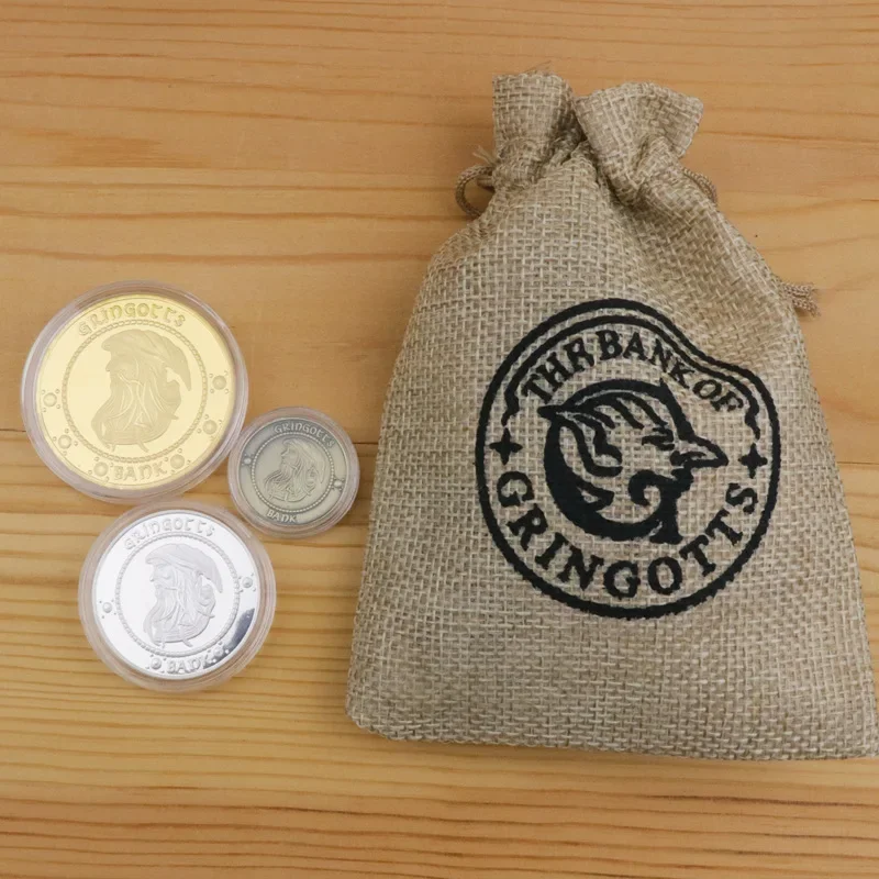 Harries Gringotts Goldmünze Film-Merchandise Potter-Souvenir Hogwarts-Abzeichen Magische Welt Währung Cosplay-Requisiten Spielzeug Kindergeschenke