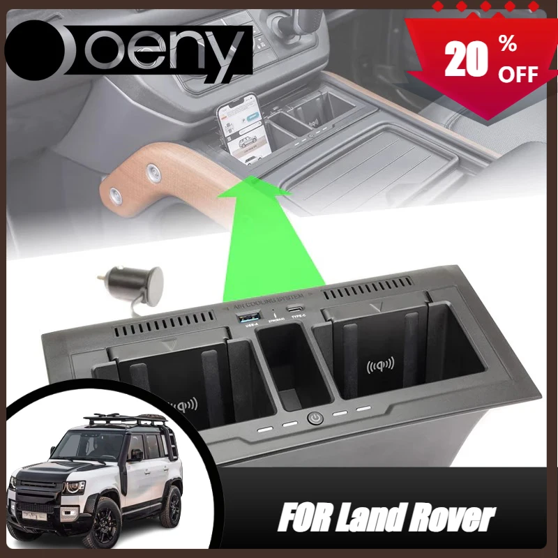 

Fit For Car wireless charger ForLand Rover Defender 90 110 130 2020-2023 L663 accessories mobile phone fast charging central sto