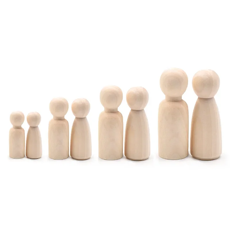 Wooden Dolls Natural Unfinished Wooden Doll Bodies People Shapes DIY Crafts Home Nursery Decoration Women Men Wooden Peg Dolls