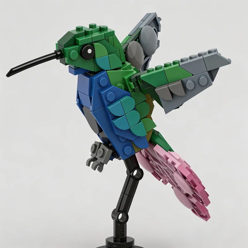 158Pcs MOC Hummingbird Nature Wildlife Bird Building Blocks Creative Animal Figure Model DIY Assembly Puzzle Educational Gifts