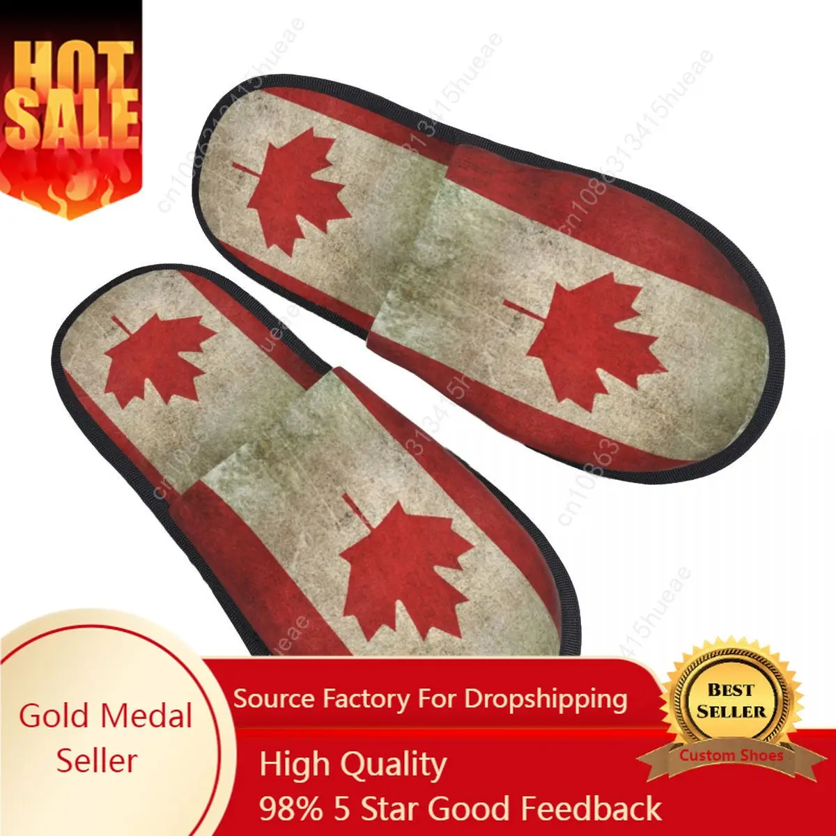 

Old And Worn Distressed Vintage Flag Of Canada Memory Foam Slippers Women Soft Warm Canadian Patriotic Flag House Slippers