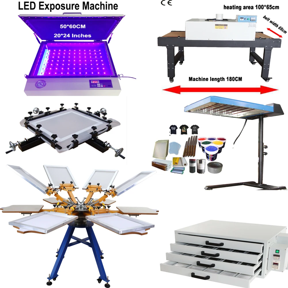 serigraphy 6 color 6 station screen printing machine with kits