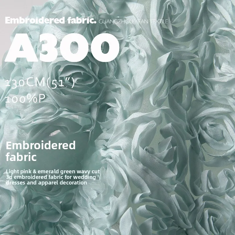 

3D Embroidered Flower Mesh Fabric for Wedding Dress Decoration Clothing Diy By The Yard Sewing Material Cloth Wholesale Fabrics