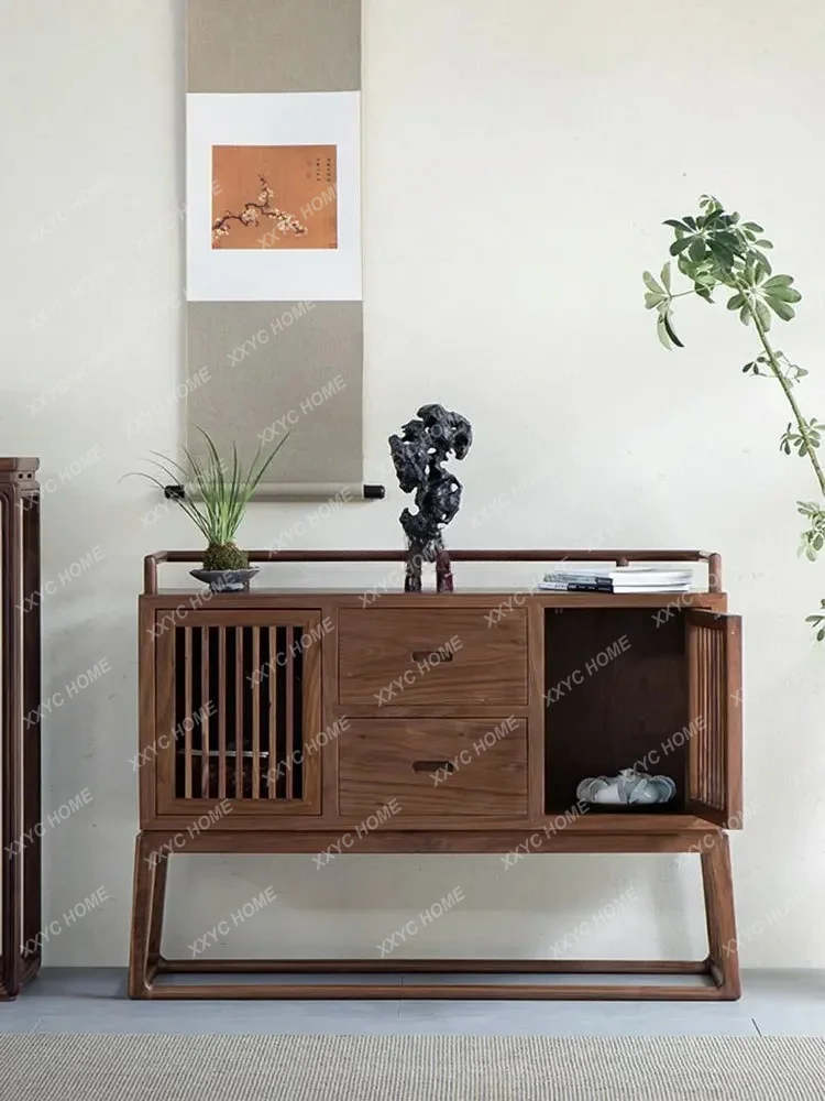 L*Chinese-style entrance cabinet solid wood incense table Zen new Chinese walnut table