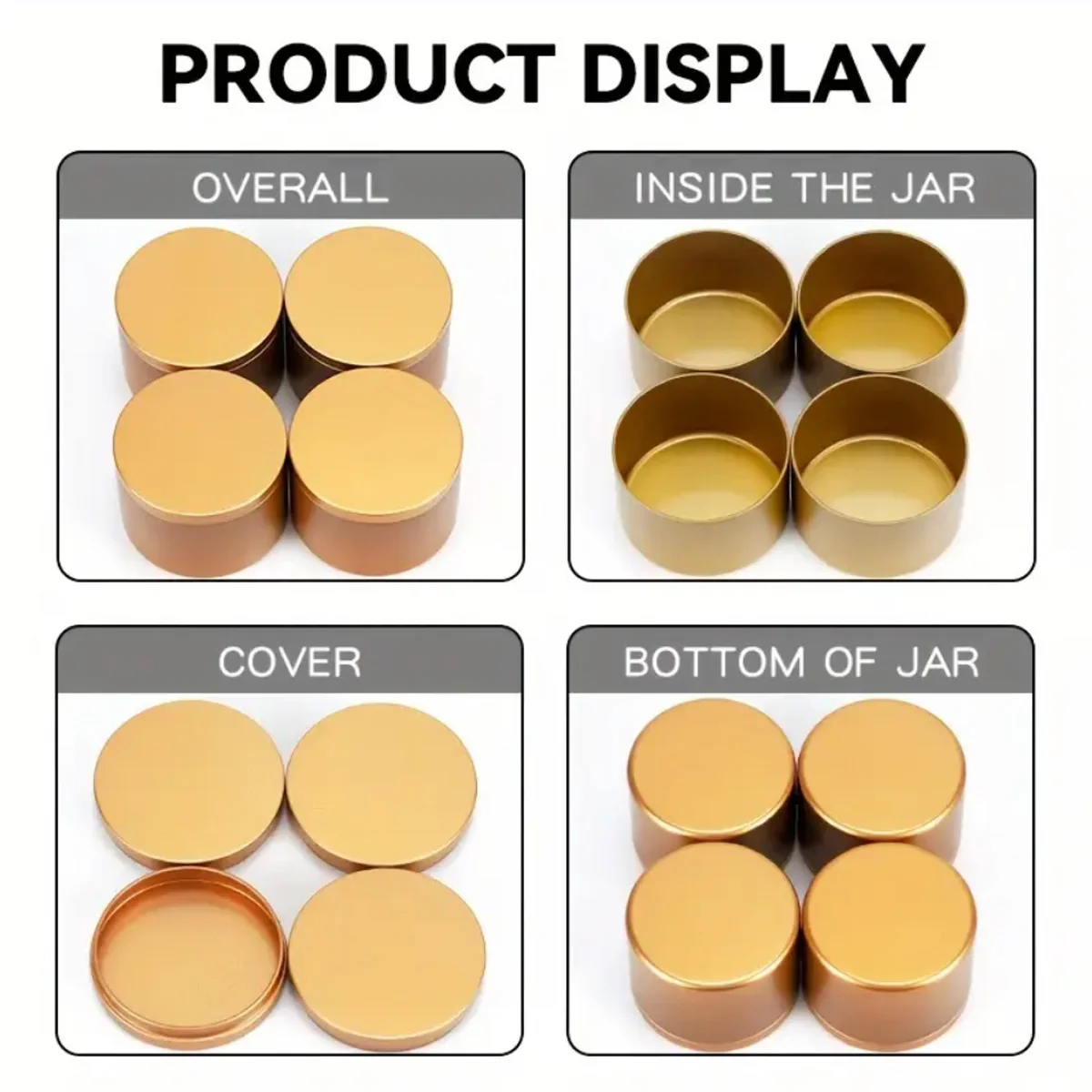 12Pack Metal Candle Empty Cans, DIY Gold Candle Decorative Containers With Lid, Candle Iron Can In Golden