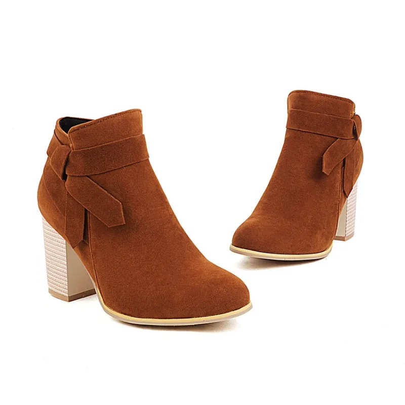 

женские модные ботинки на толстом каблуке, зимние простые и элегантные банкетные ботинки, модный тренд