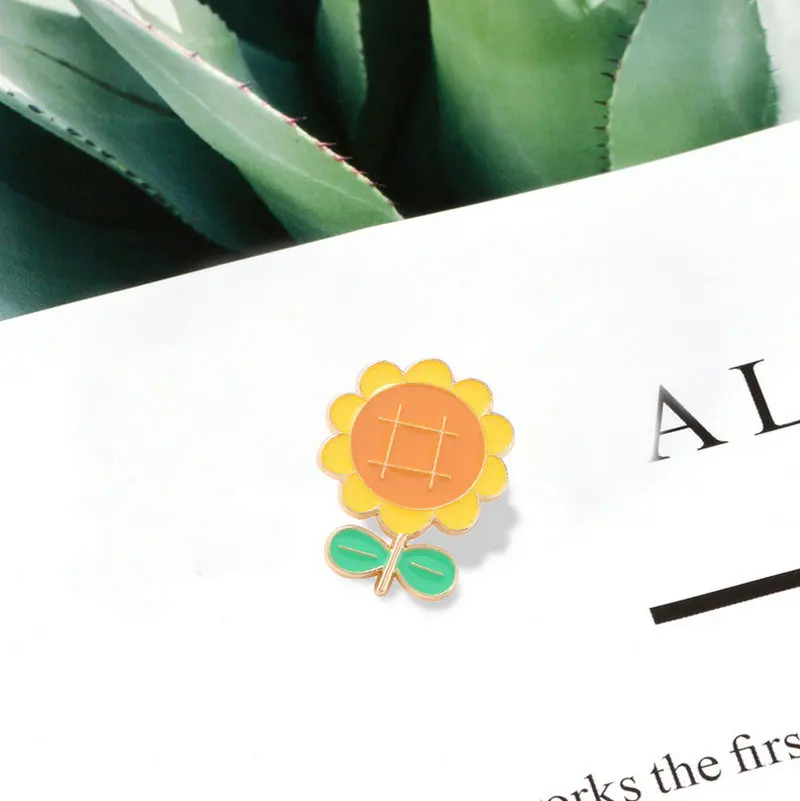 Bloemen Broches Plant Badges Voor Banket Bruiloftsfeest Vrouwen Mode Sieraden Hoge Kwaliteit Zonnebloem Email Pinnen