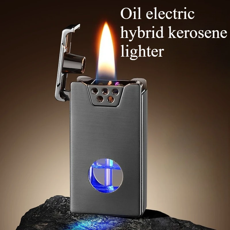 Voice Controlled Intelligent Hybrid High-tech Lighter with Oil and Electricity Induction Ignition Lighter Cigarette Accessories