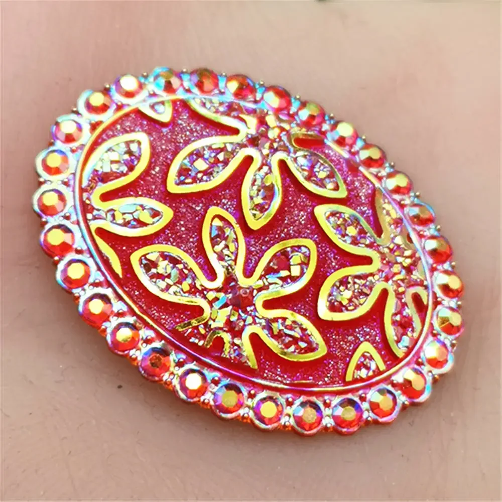 8PCS MIX 30mm*40mm AB Resin Oval flower Flatback Rhinestone Wedding Crafts DIY