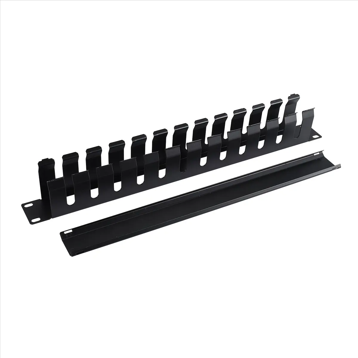 L77A 1U Cable Management Horizontal Mount 19 Inch Server Rack , 12 Slot Metal Finger Duct Wire Organizer With Cover