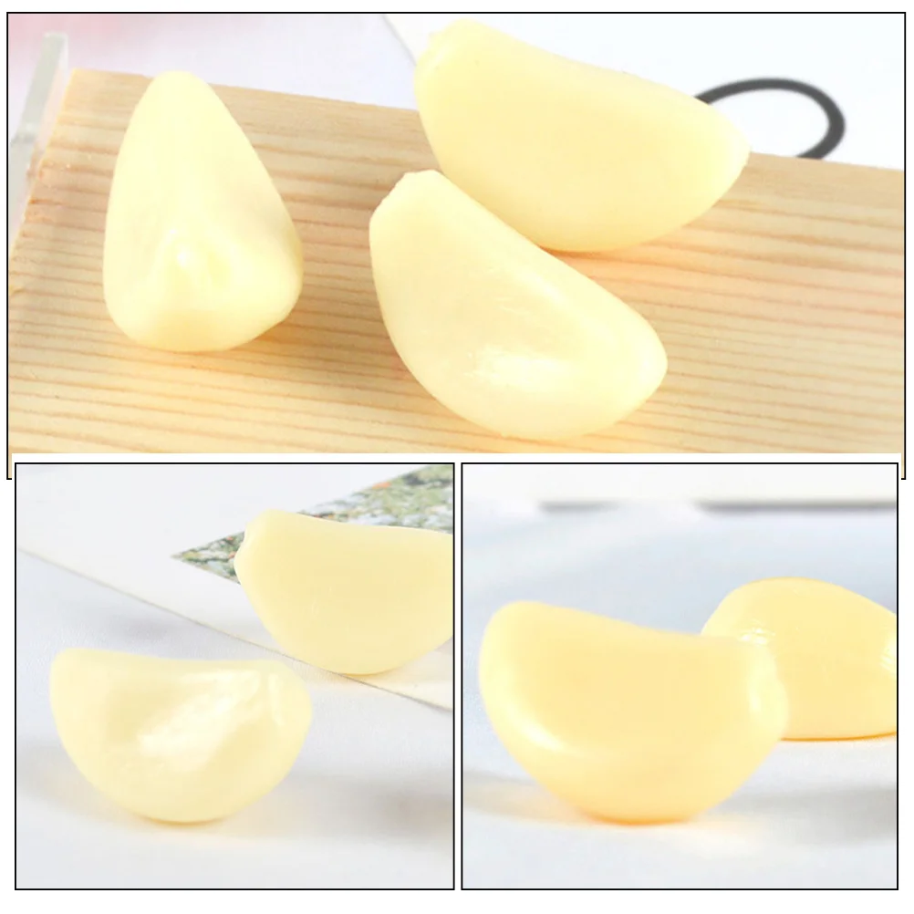 12 Pcs Artificial Garlic Simulation Flakes Ornament Model Vegetable Decor Vegetables Simulated Models Cloves Food Play Fake