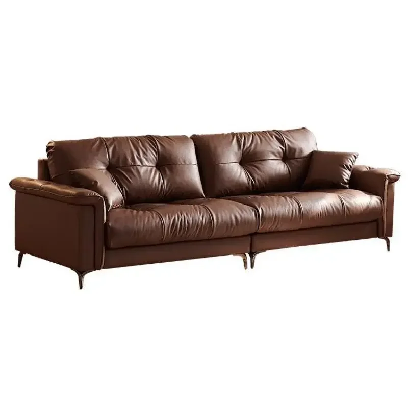 

Cowhide black sofa combination