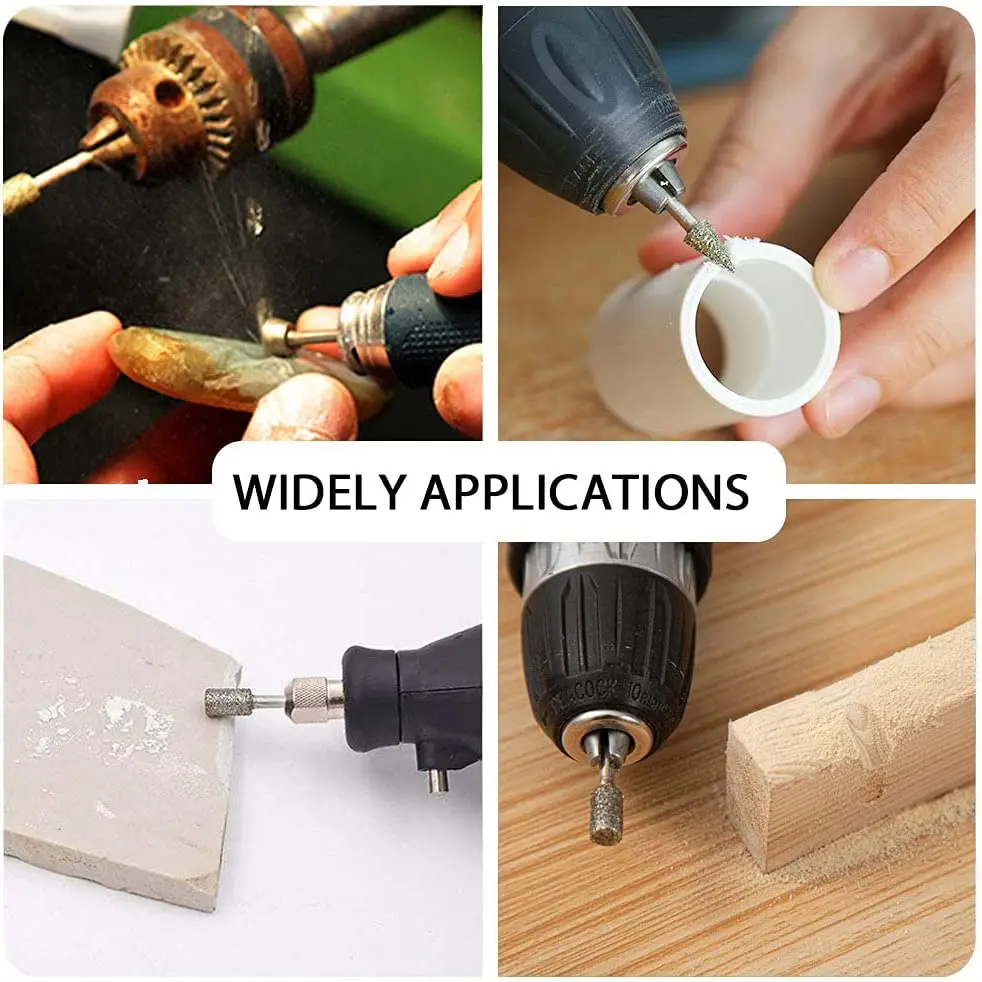 Diamond Grinding Burr Drill Bit Set for Dremel Rotary Tool Diamond Burr Bits with 1/8 Inch Shank Rotary Tool Accessories - view 4