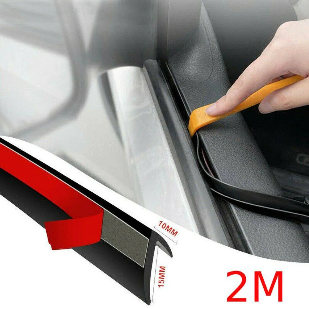 2meters 2M Sealed Strips Black Weatherstrip 4 Window Car Door Side Edge Moulding Rubber Seal Strip Trim V Shape