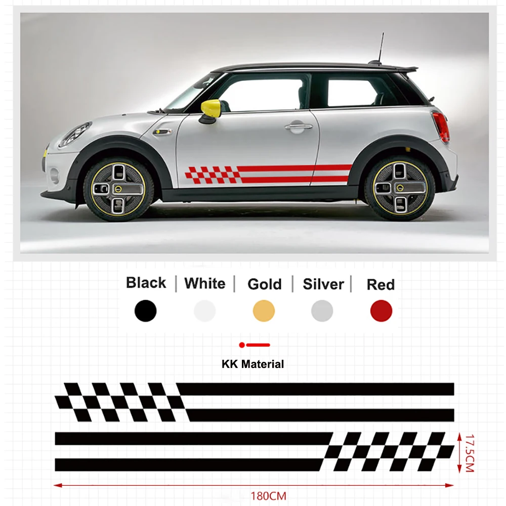 2Pcs Car Side Door Body Waist Skirt Decal Stickers Trim For MINI Cooper ClubmanF54 F55 F60 R55 R56 R60  Countryman Accessories
