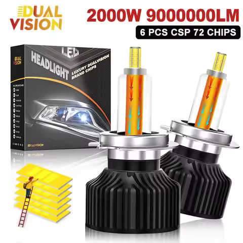 Copper Pillar 6 Sides 360 LED Headlight Bulb 9000000LM H1 H7 H8 H11 9005 9006 9012 CSP 18Chips*2 LED Lights 6000K Auto Headlight