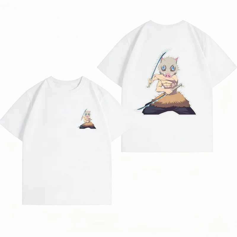 Men's Clothing New 100% Cotton Summer T-Shirt Bandai Demon Slayer Men's T-Shirt Inosuke Print Casual Men's T-Shirt