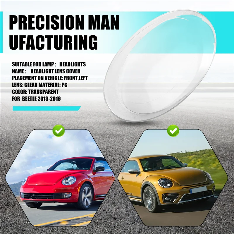 

Headlight Cover For VW Beetle Lamp Shade Headlight Lens For VW Transparent Lens Cover Left