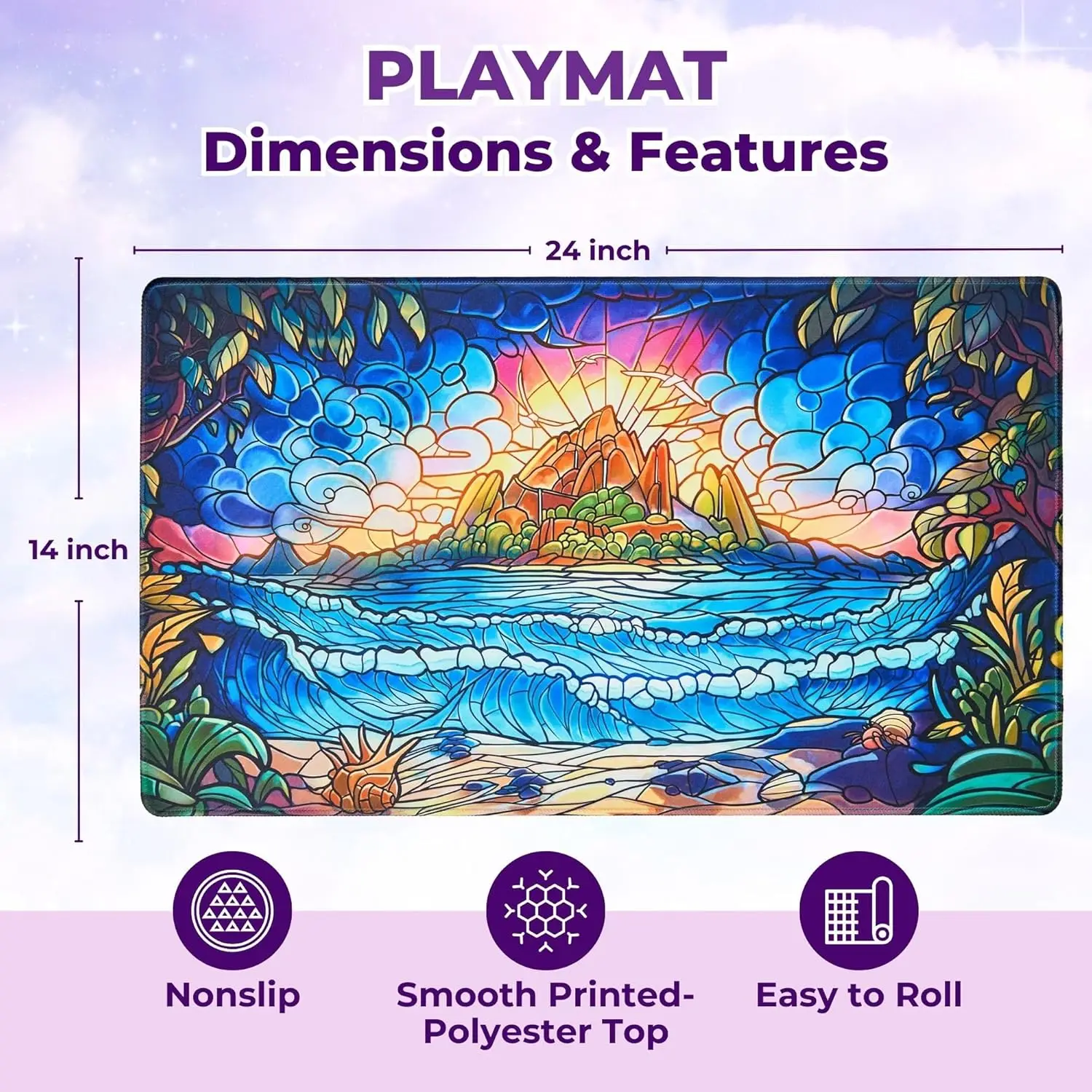 MTG Playmat, Game Mat 24 x 14 inches for MTG DTCG CCG RPG Trading Card Inked Game Playmats Smooth Rubber Surface Battle Game