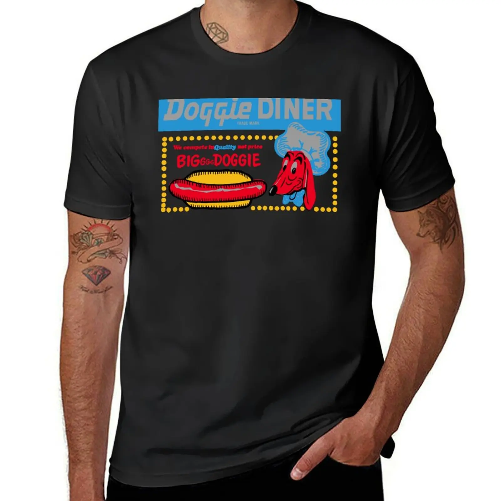 HOT DOGS - DOGGIE DINER ADVERT T-Shirt anime Short sleeve tee Blouse plain t shirts men