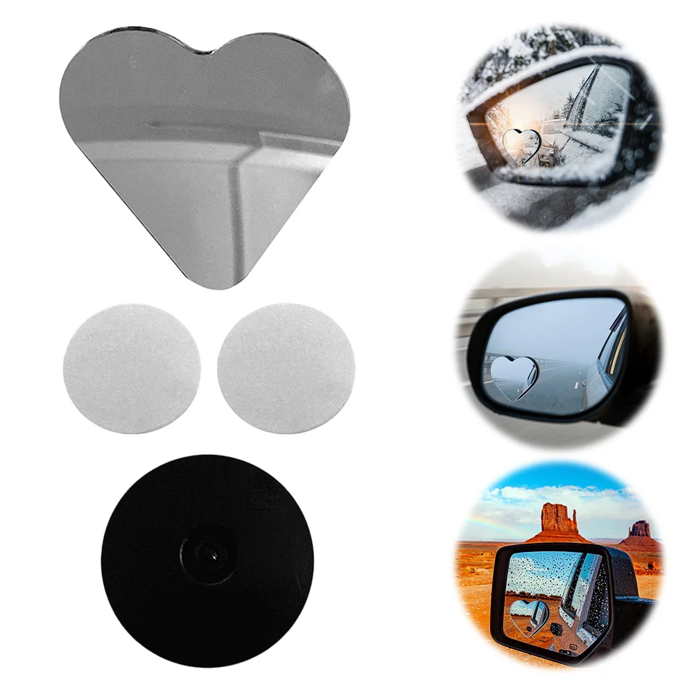 Heart Shaped Blind Spot Mirrors for Cars Universal Fit Stick-On Side Mirror Frameless Side View Mirror Rearview Mirror Auxiliary