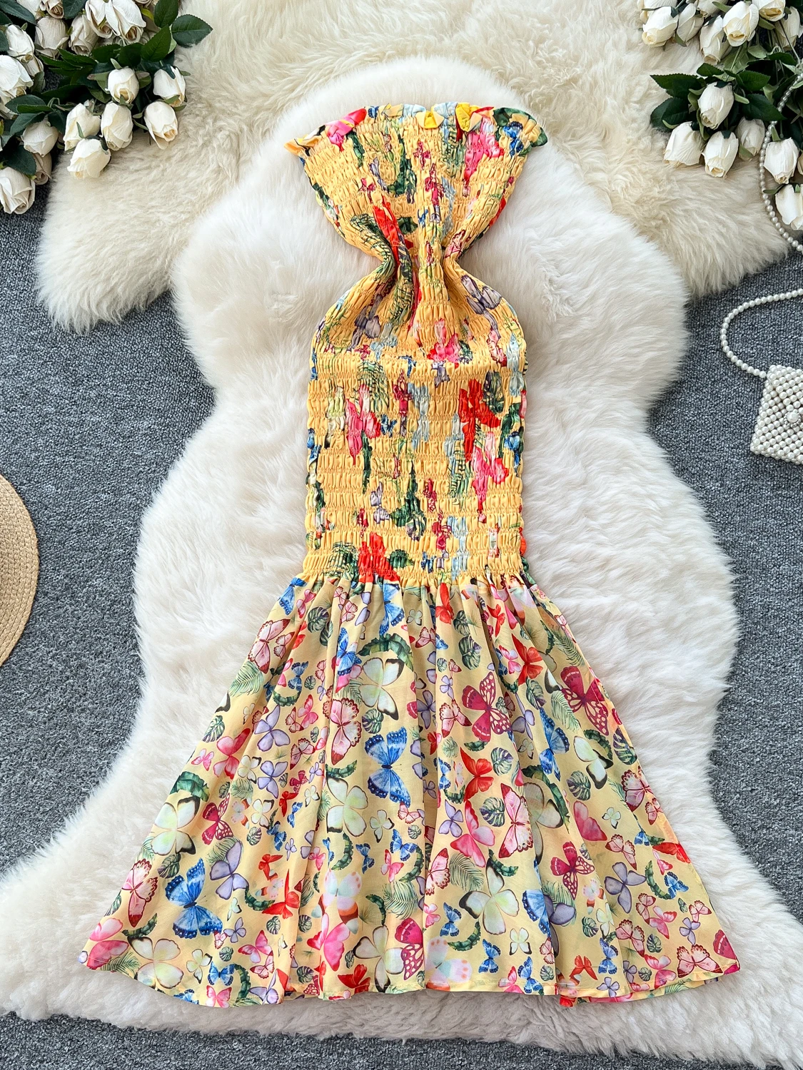 Summer Vaion Sle Women's Floral Print Slim Fit Svel Bustier High Waist Fi Tail Dr Beach Skirt Korean Version