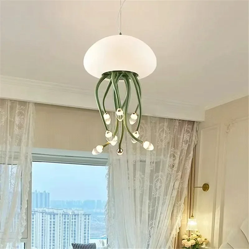 Modern Jellyfish Lamp Art Warm Dimmable Led Kawaii Lamp Dining Room Living Room Bedroom Decoration Girls Room Decor Hanging Lamp