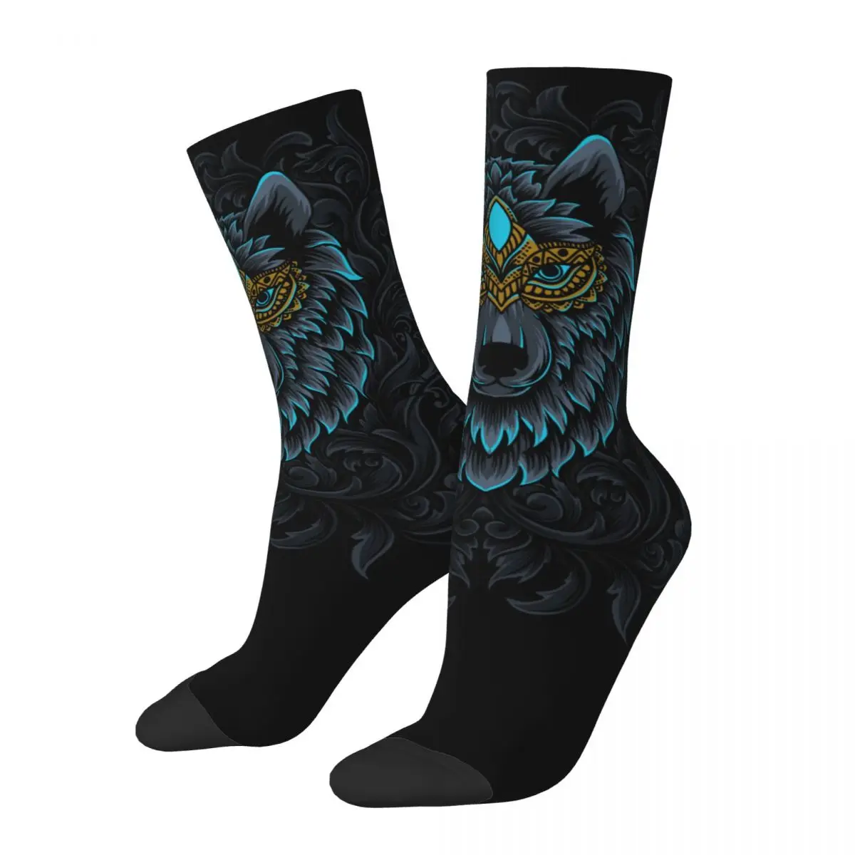 Mysterious Wolf Totem (2) Sock Printed Man Polyester