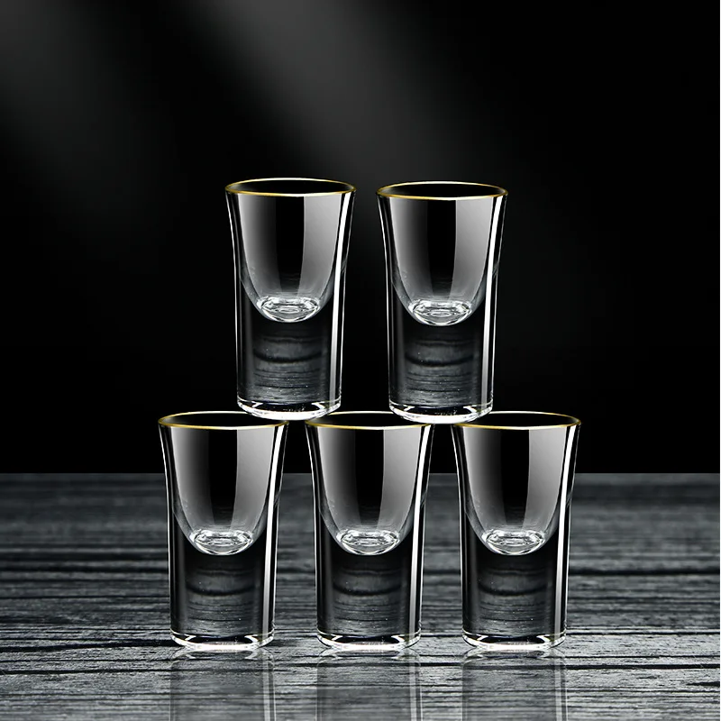 6pcs Set Baijiu Wine Glasses Golden Edge Spirits Cup Whiskey Cocktail Drinking Glasses Drinkware Luxury Modern Sets Household