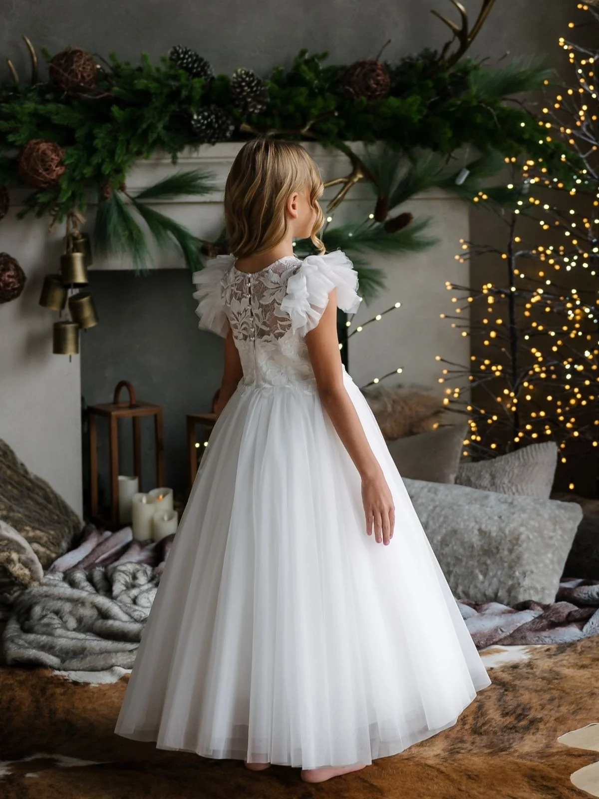 Girls Princess Puffy Dress Flower Girl Birthday Party Performance Gown Pageant Formal Evening Children Special Occasion Outfit