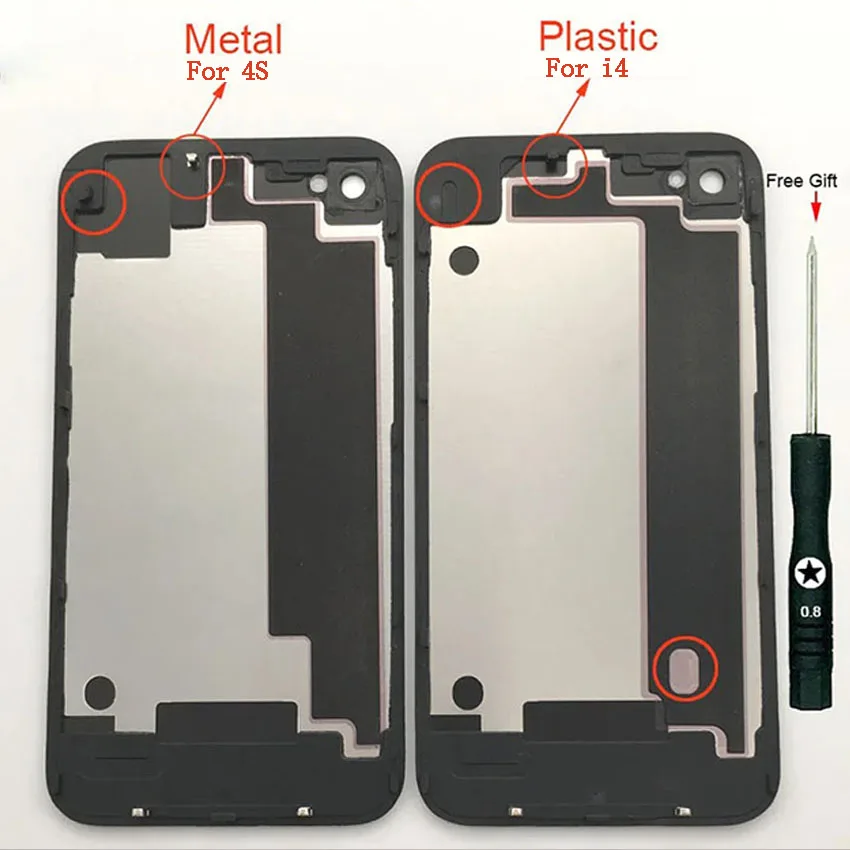 Tylna Krytka Obudowy (Szkiełko) do iPhone 4 4S, Panel Kryształowy, Pokrywa Baterii, Obudowa z Darmowym Prezentem — zdjęcie produktu 2