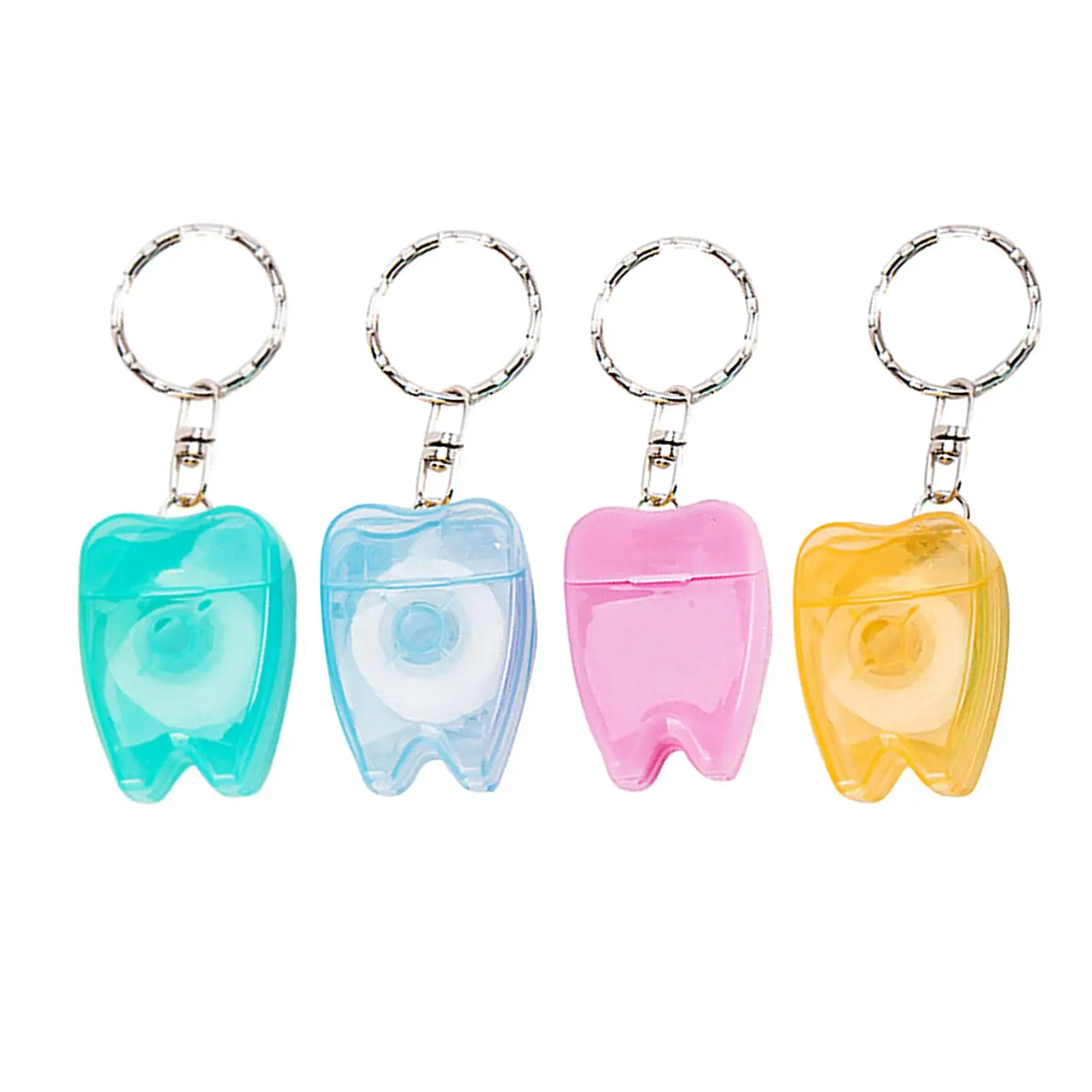 Portable Floss Keychain Lightweight Oral Tooth Shaped Key Chain Dental Tooth Floss Flat Line Design for Travel Home Outdoor