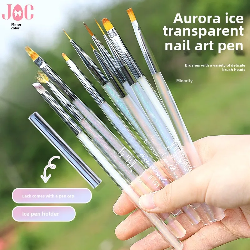 Professional Crystal Handle Nail Liner Brushes Set Private Label Nail Art Fine Drawing Brush Kolinsky Brush for Acrylic Nails