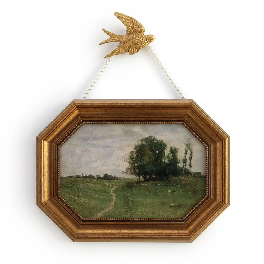 

Vintage Wall Art Framed, Gold Framed Wall Art Decor, Landscape Classical Vintage Painting Prints, 8x12 Picture Frame for Living