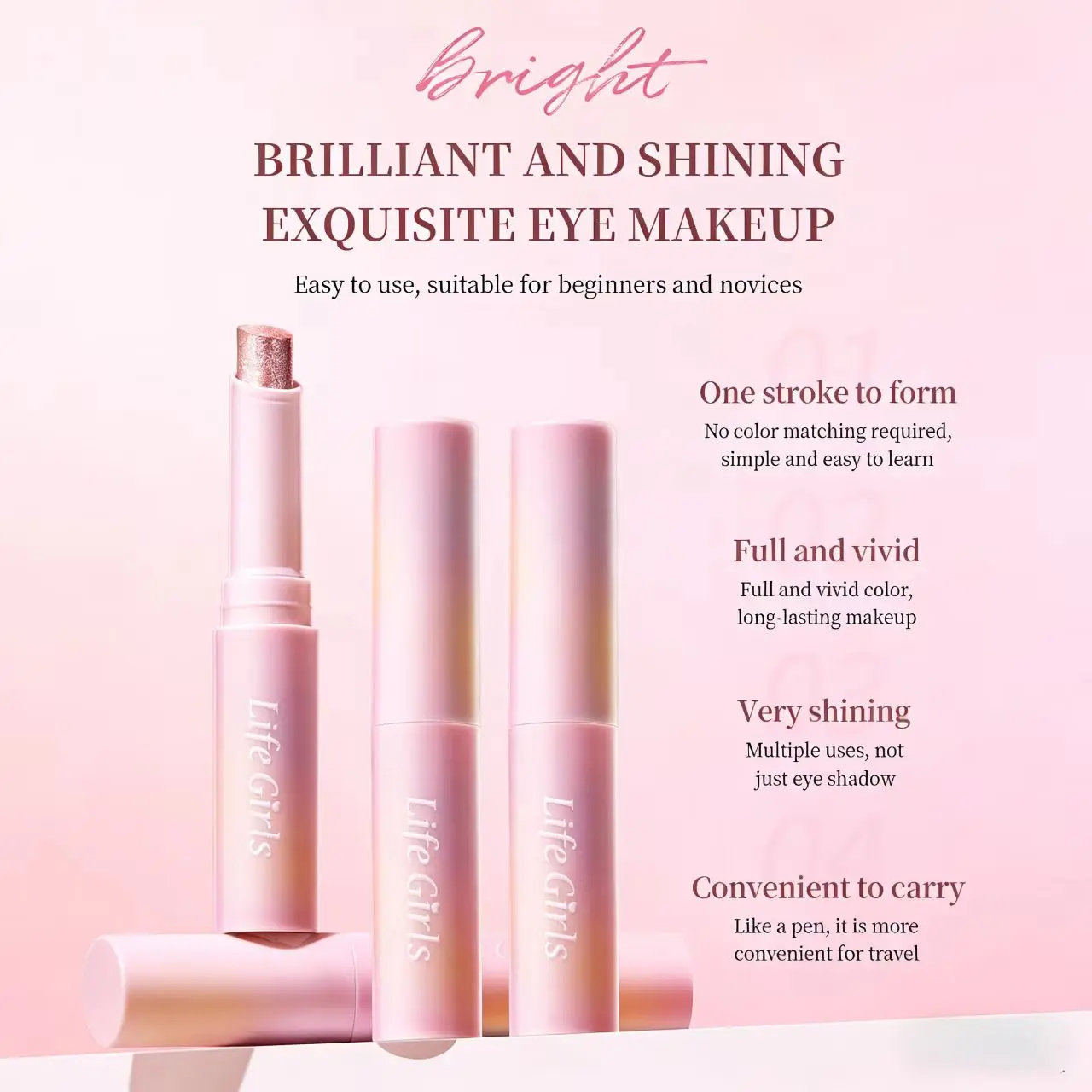 Sparkling Jelly Highlighter Stick Pearlescent Monochrome Shine Glitter Highlight Eyeshadow Stick High Gloss Face Brighten Makeup